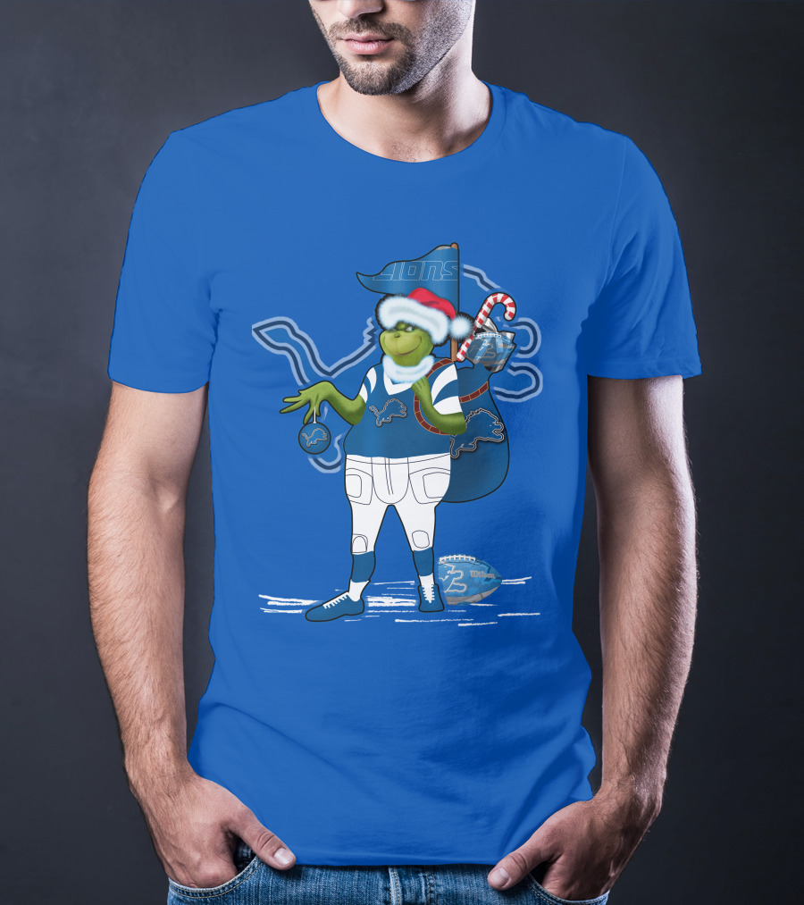 Grinchxmas Detroit Lions Holiday Football T-Shirt
