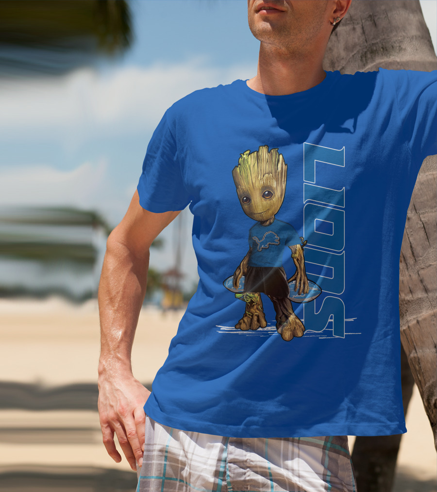 Groot Detroit Lions NFL Team Groot T-Shirt