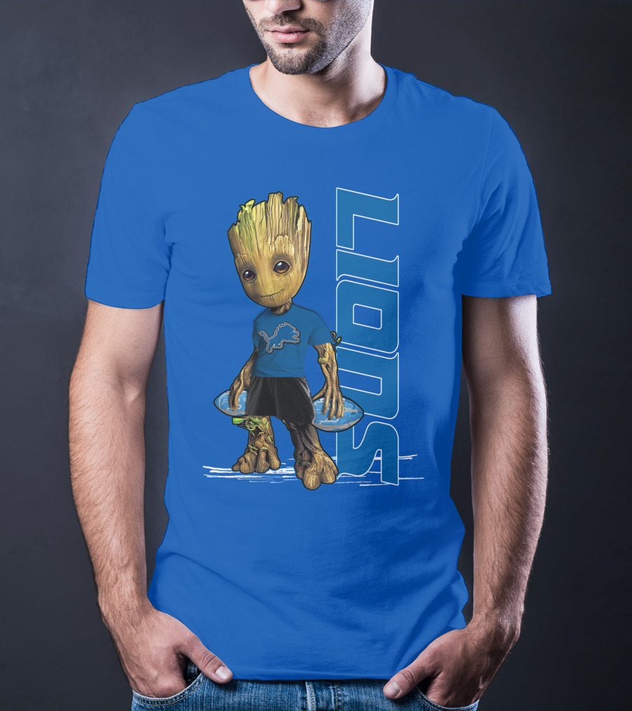 Groot Detroit Lions NFL Team Groot T-Shirt
