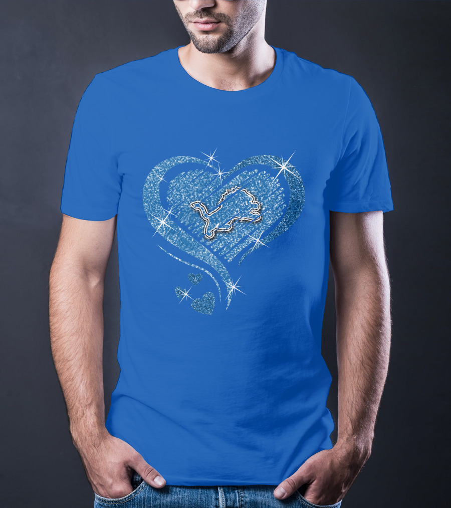 Heart Diamond Detroit Lions Sparkling T-Shirt