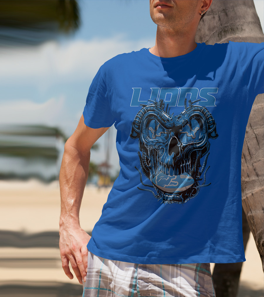 DETROIT LIONS Dragonskull Football Fusion T-Shirt