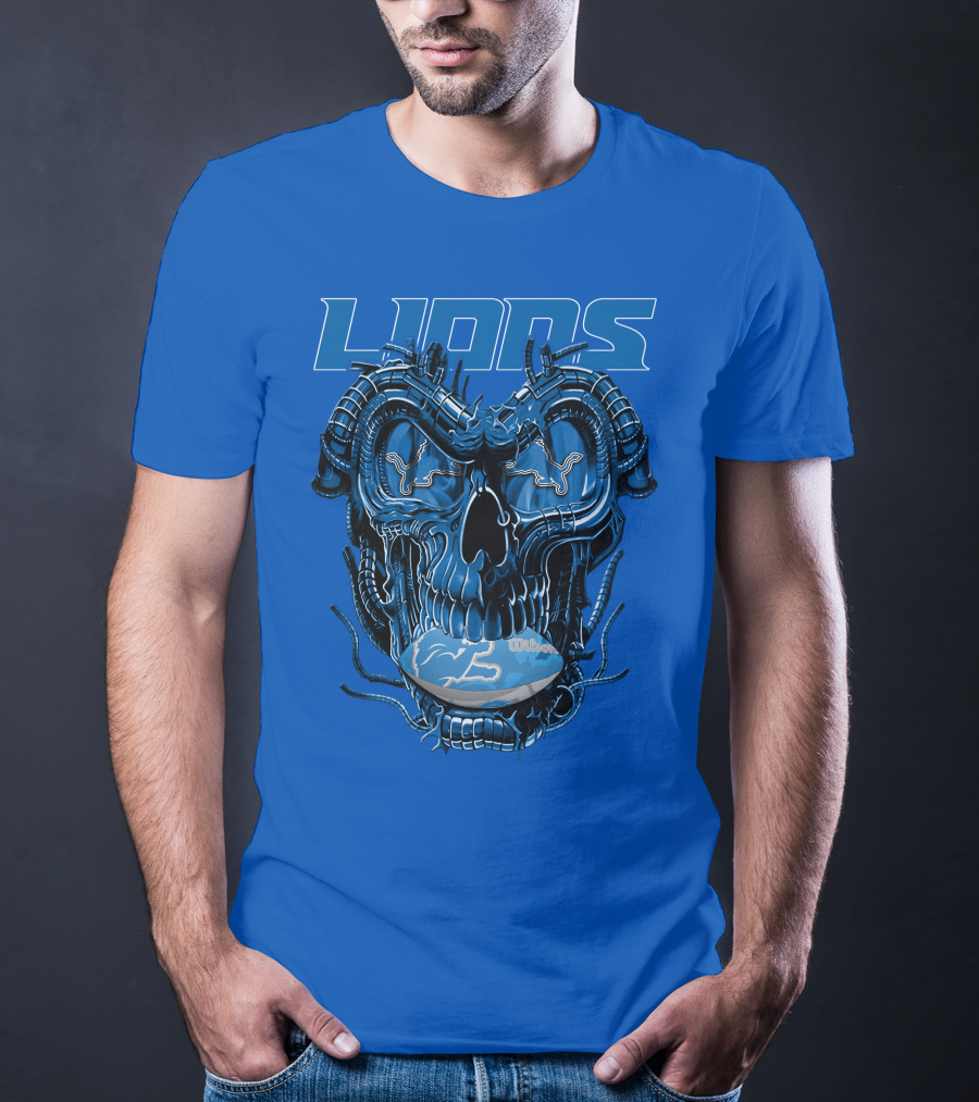 DETROIT LIONS Dragonskull Football Fusion T-Shirt