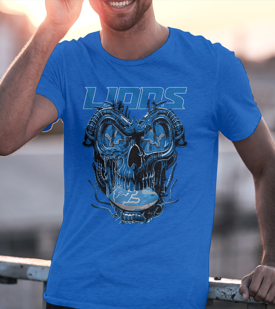 DETROIT LIONS Dragonskull Football Fusion T-Shirt