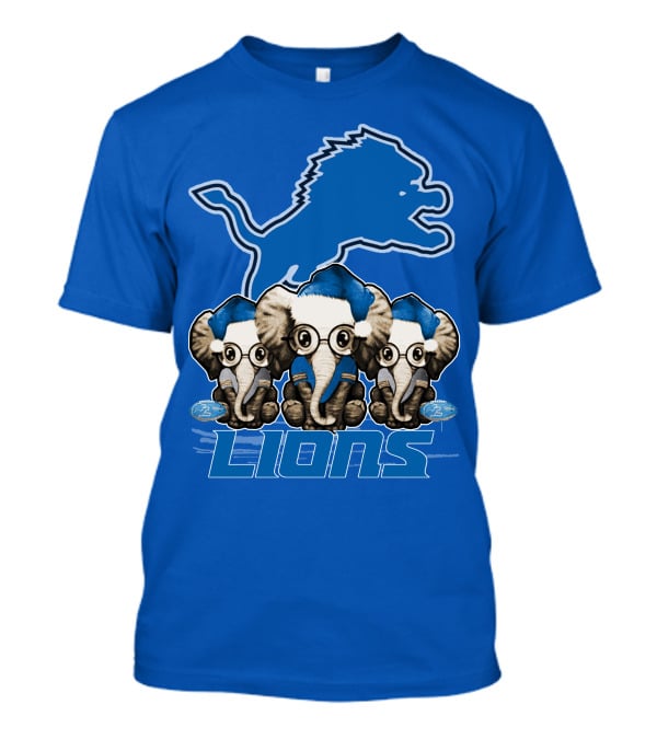 Elephan Xmas Detroit Lions Holiday Football Elephants T-Shirt