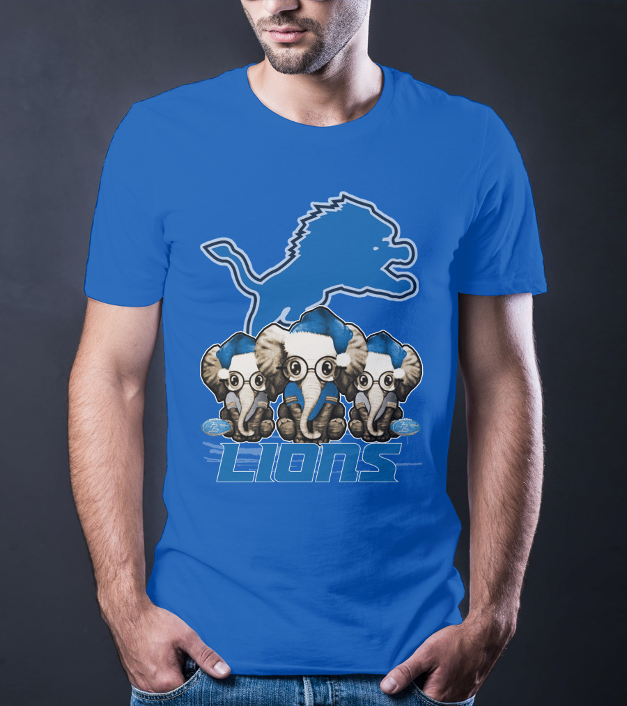 Elephan Xmas Detroit Lions Holiday Football Elephants T-Shirt