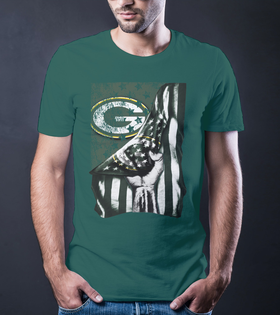 Flag V1 Green Bay Packers Stars And Stripes Power Fist T-Shirt