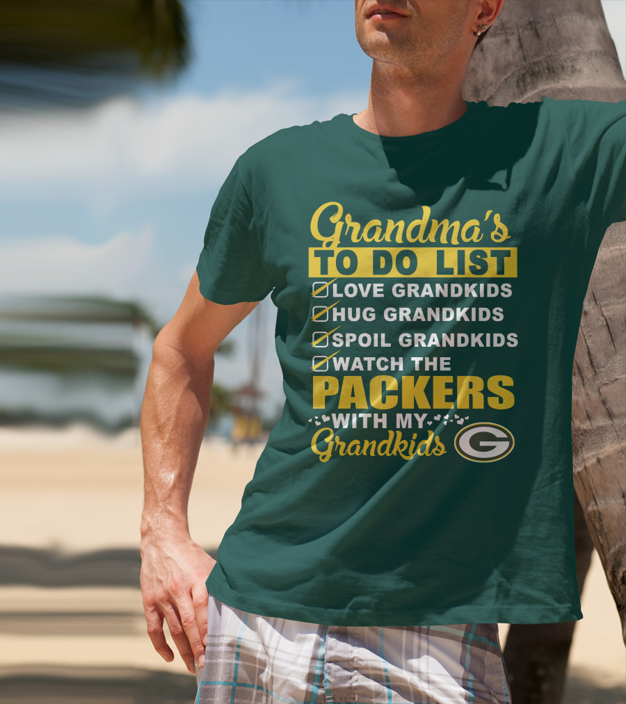 Grandma's To Do List Packers Watch With My Grandkids Green Bay Packers T-Shirt