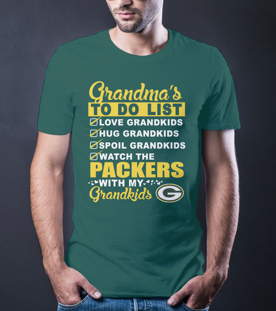 Grandma's To Do List Packers Watch With My Grandkids Green Bay Packers T-Shirt