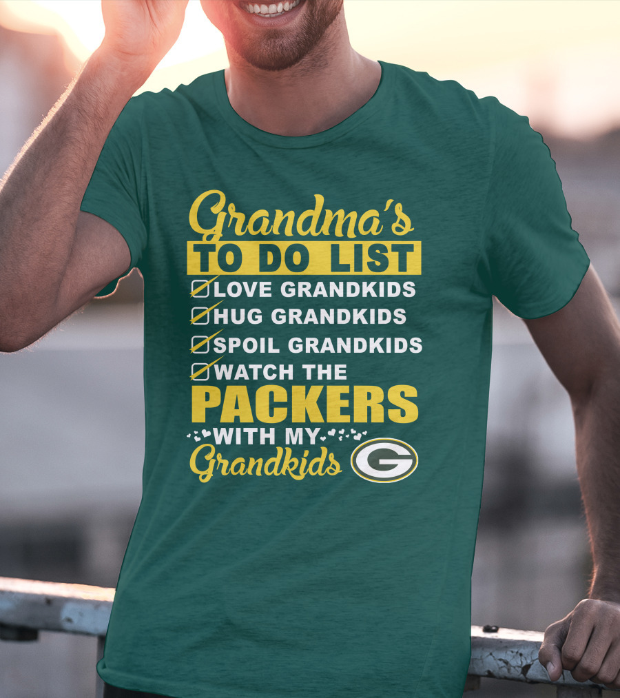 Grandma's To Do List Packers Watch With My Grandkids Green Bay Packers T-Shirt