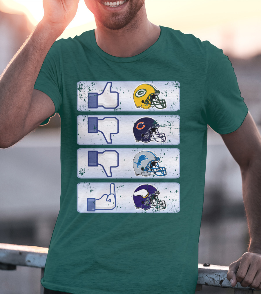 Green Bay Packers Chicago Bears Detroit Lions Minnesota Vikings Nfl Rivalry Icons T-Shirt