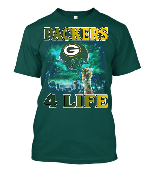 Packers 4 Life Green Bay Victory Helmet Celebration T-Shirt