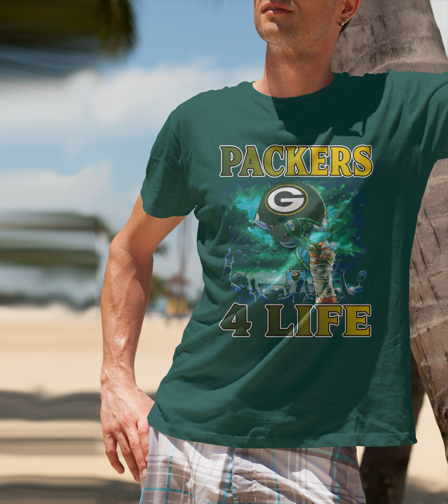 Packers 4 Life Green Bay Victory Helmet Celebration T-Shirt