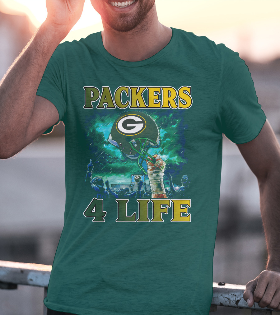Packers 4 Life Green Bay Victory Helmet Celebration T-Shirt