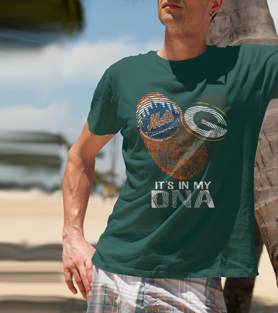Green Bay Packers New York Mets It's In My Dna T-Shirt
