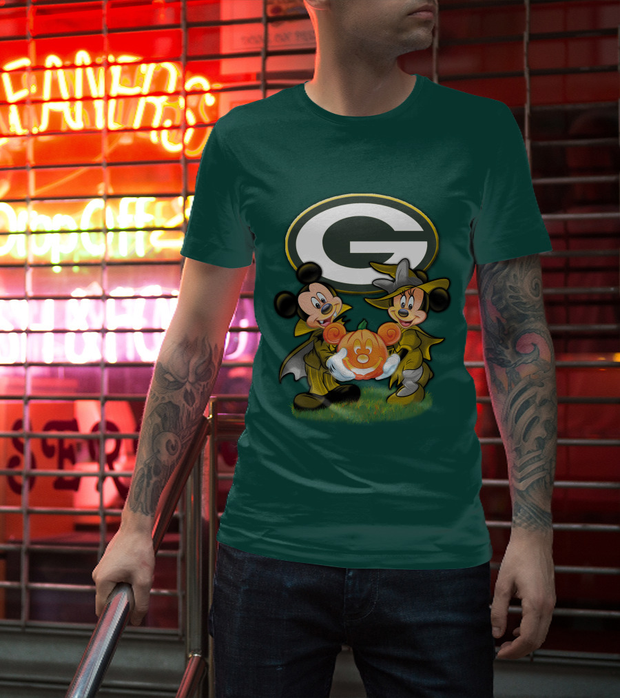 Green Bay Packers Mickey Minnie Halloween Pumpkin T-Shirt