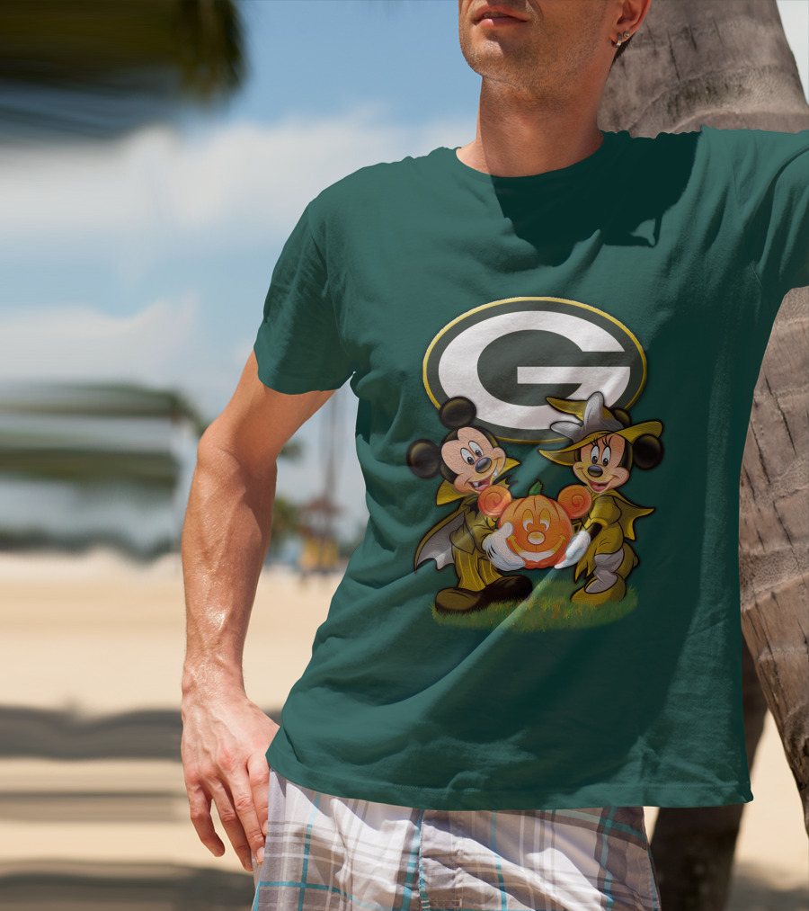 Green Bay Packers Mickey Minnie Halloween Pumpkin T-Shirt