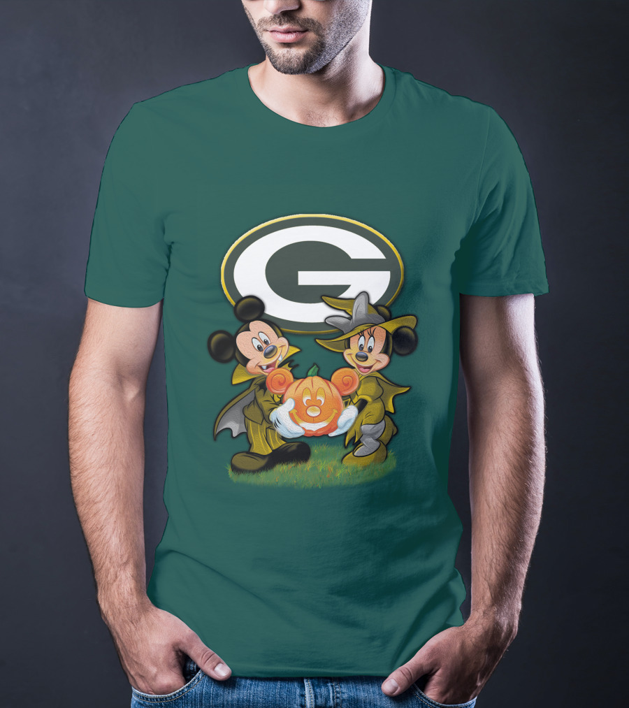 Green Bay Packers Mickey Minnie Halloween Pumpkin T-Shirt