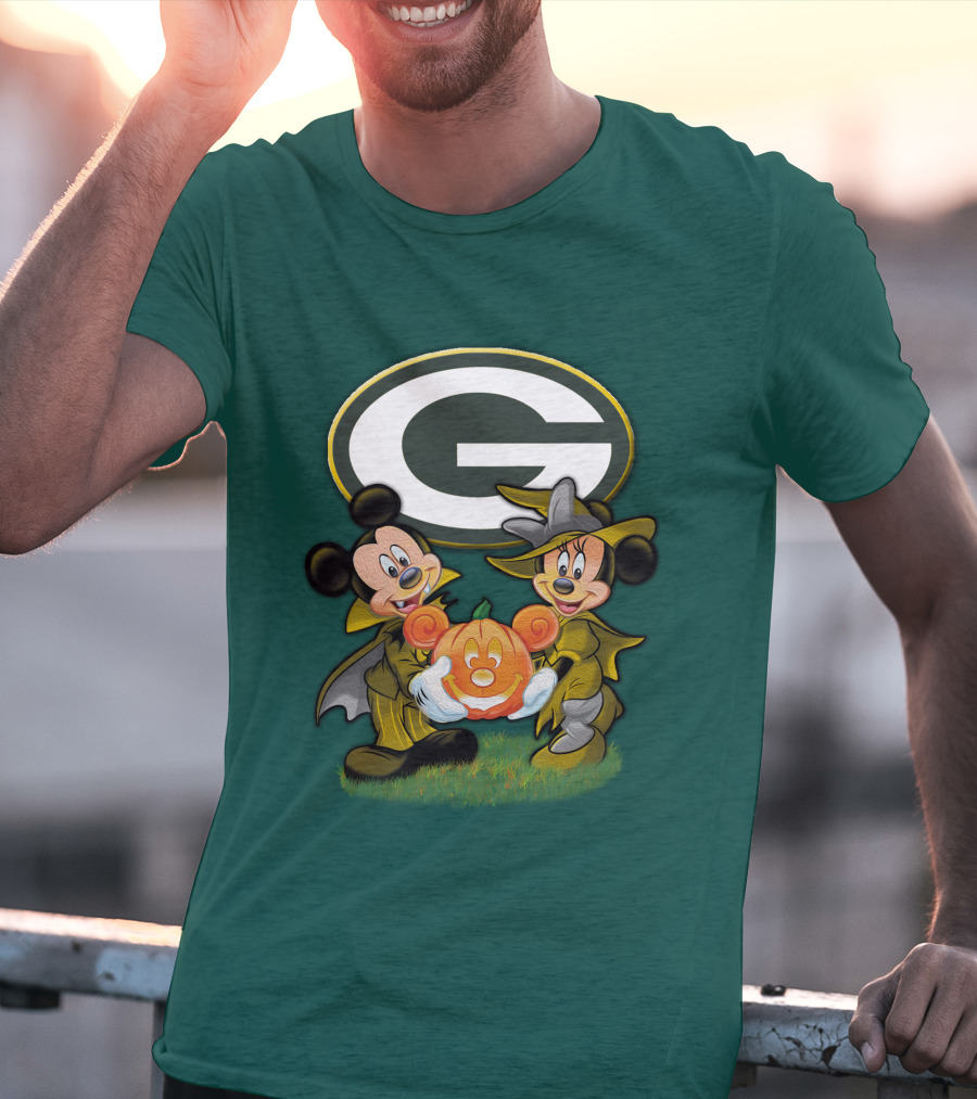 Green Bay Packers Mickey Minnie Halloween Pumpkin T-Shirt