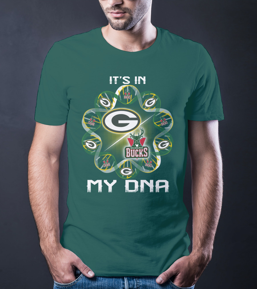It's In My Dna Green Bay Packers Milwaukee Bucks T-Shirt