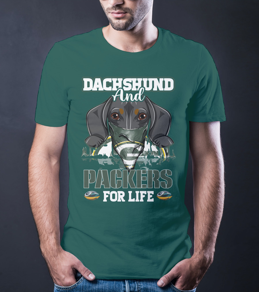 Dachshund And Packers For Life Green Bay T-Shirt