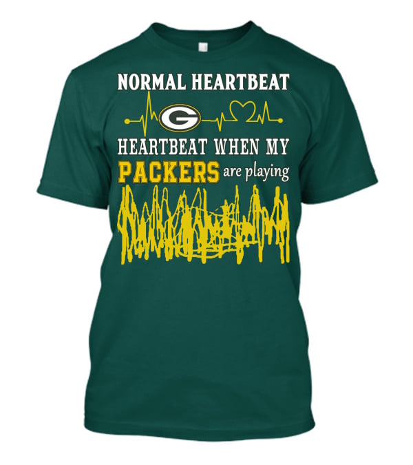 Normal Heartbeat Heartbeat When My Packers Are Playing Green Bay Packers T-Shirt