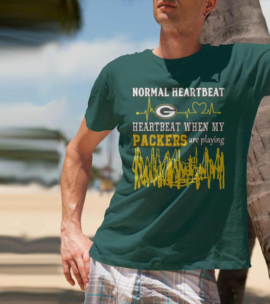 Normal Heartbeat Heartbeat When My Packers Are Playing Green Bay Packers T-Shirt