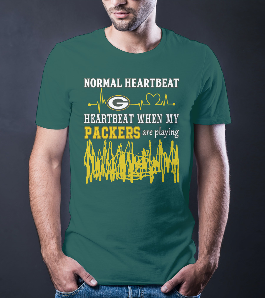 Normal Heartbeat Heartbeat When My Packers Are Playing Green Bay Packers T-Shirt