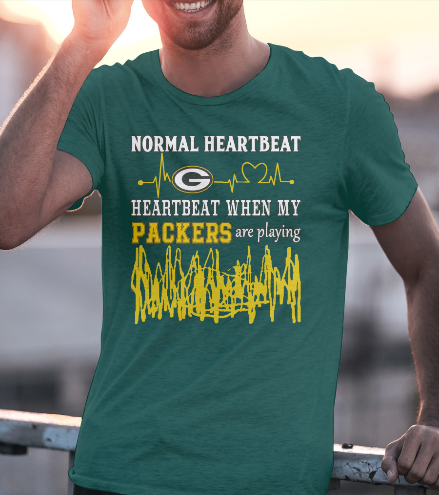 Normal Heartbeat Heartbeat When My Packers Are Playing Green Bay Packers T-Shirt