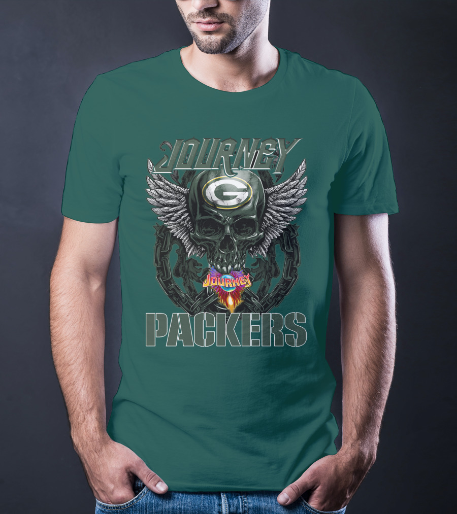 Journey Green Bay Packers Winged Skull Flame T-Shirt