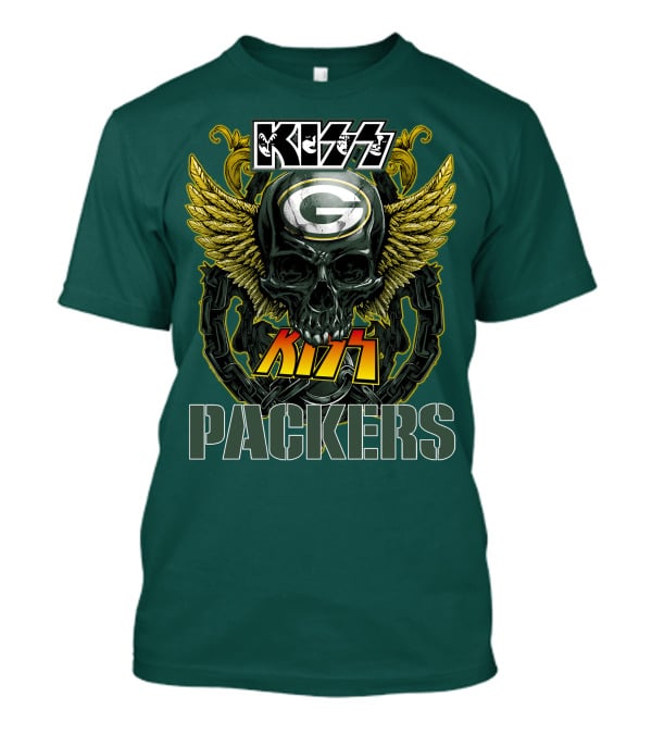 KISS Green Bay Packers Skull Wings T-Shirt