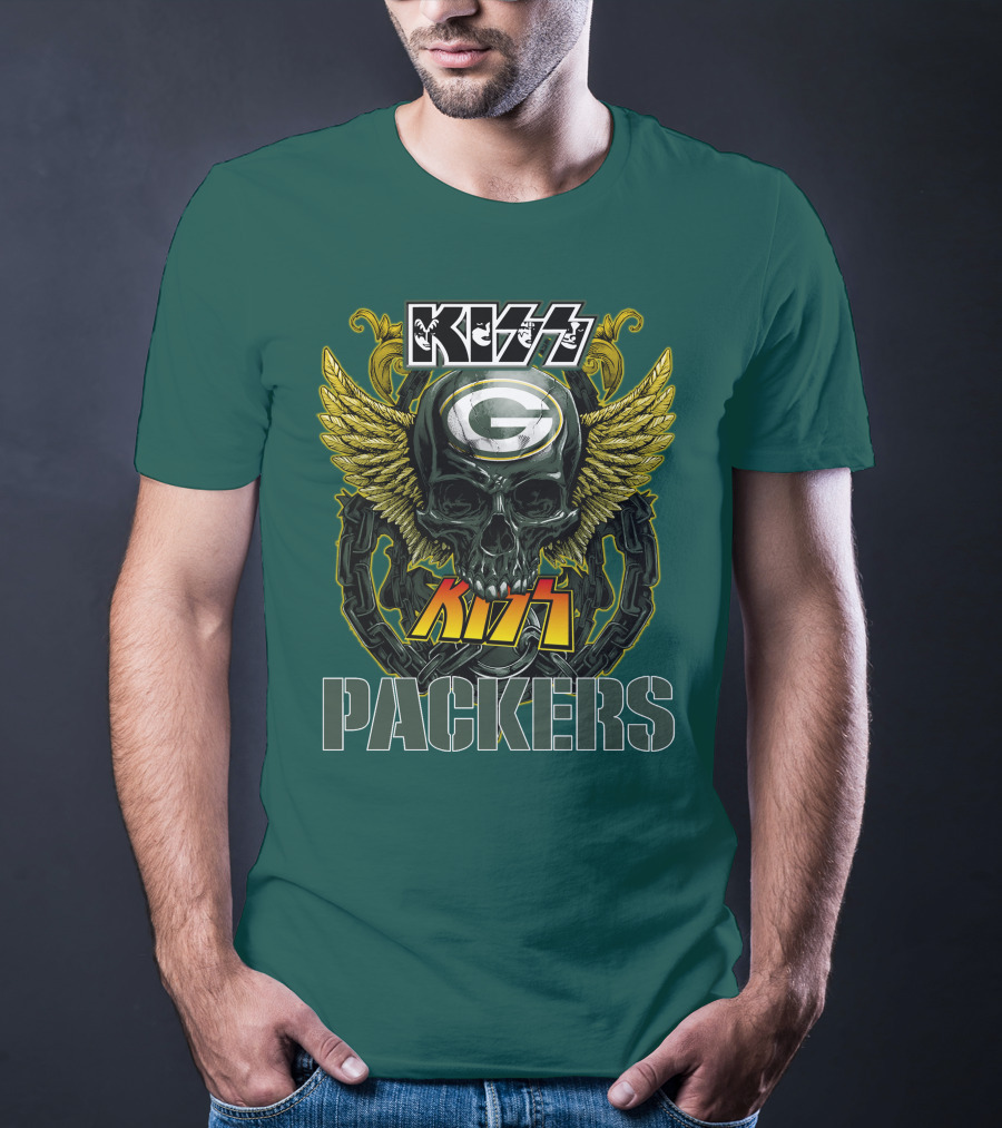 KISS Green Bay Packers Skull Wings T-Shirt
