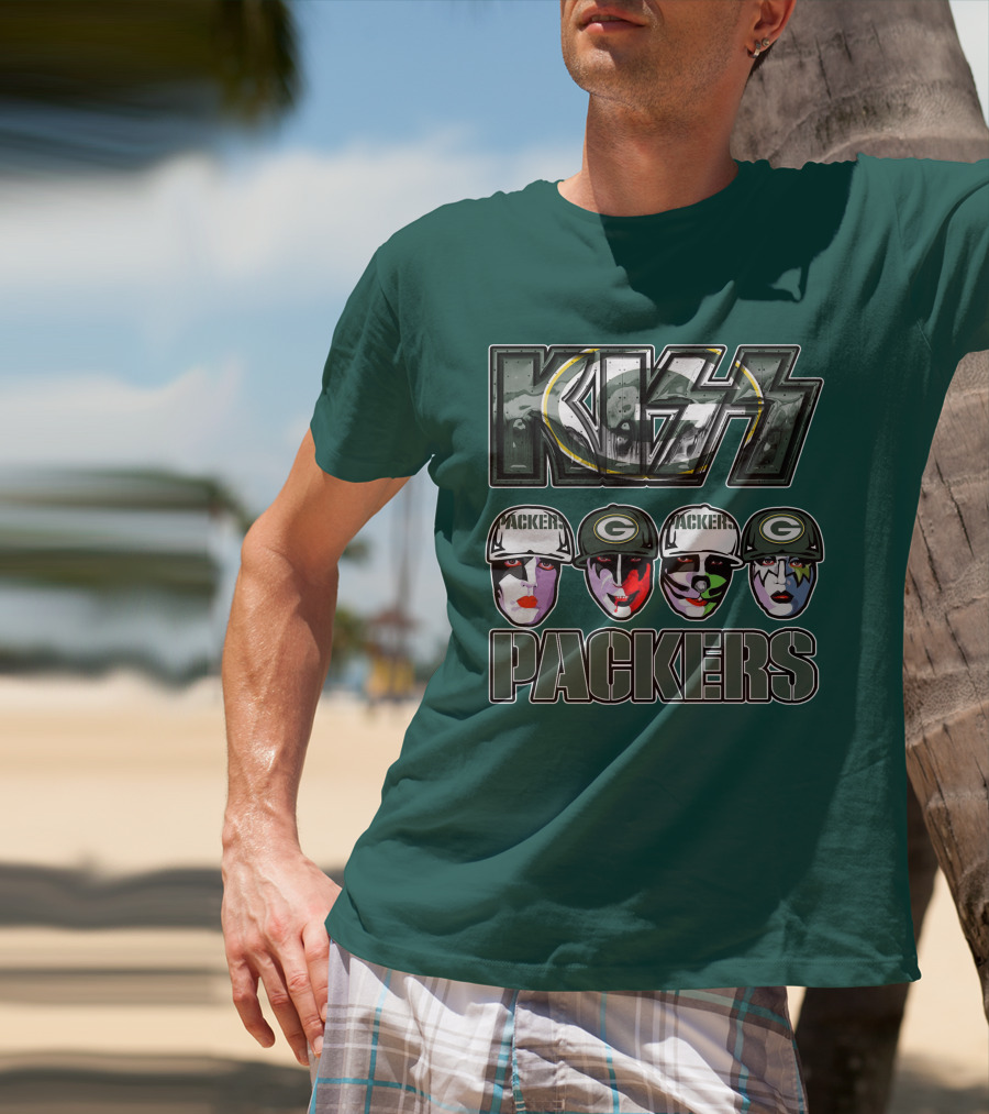 Kiss Packers Green Bay Fan Faces T-Shirt