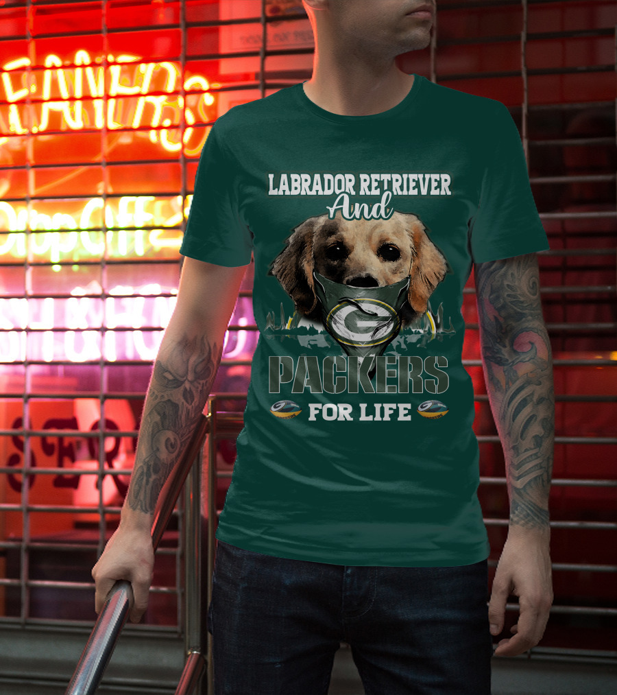Labrador Retriever And Packers For Life Green Bay Packers T-Shirt