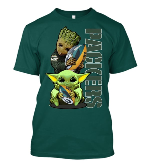 Grzd Green Bay Packers Groot Baby Yoda Football Fan T-Shirt