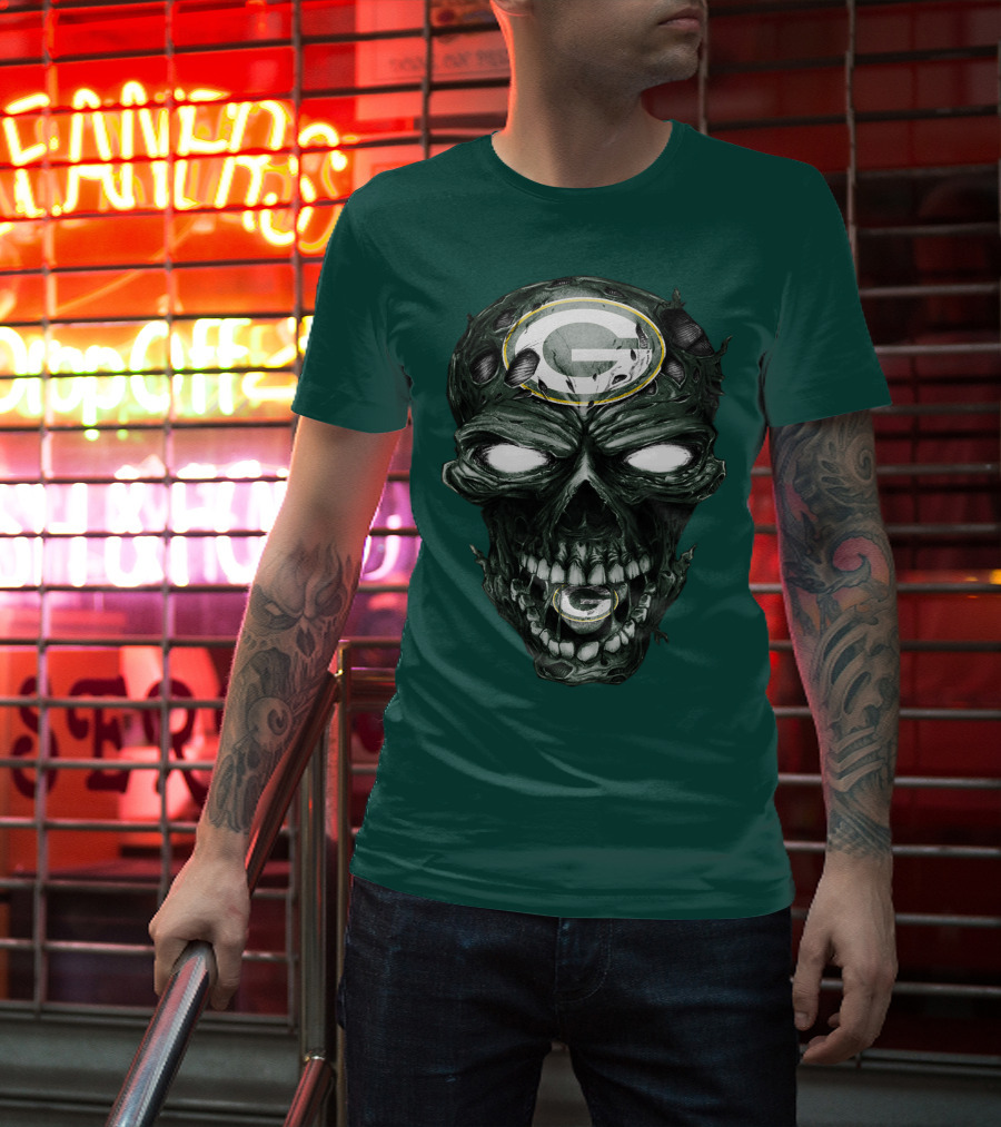 Skull Green Bay Packers G Logo Zombie Fusion T-Shirt