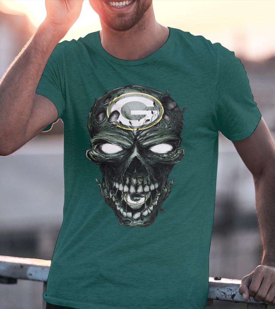 Skull Green Bay Packers G Logo Zombie Fusion T-Shirt