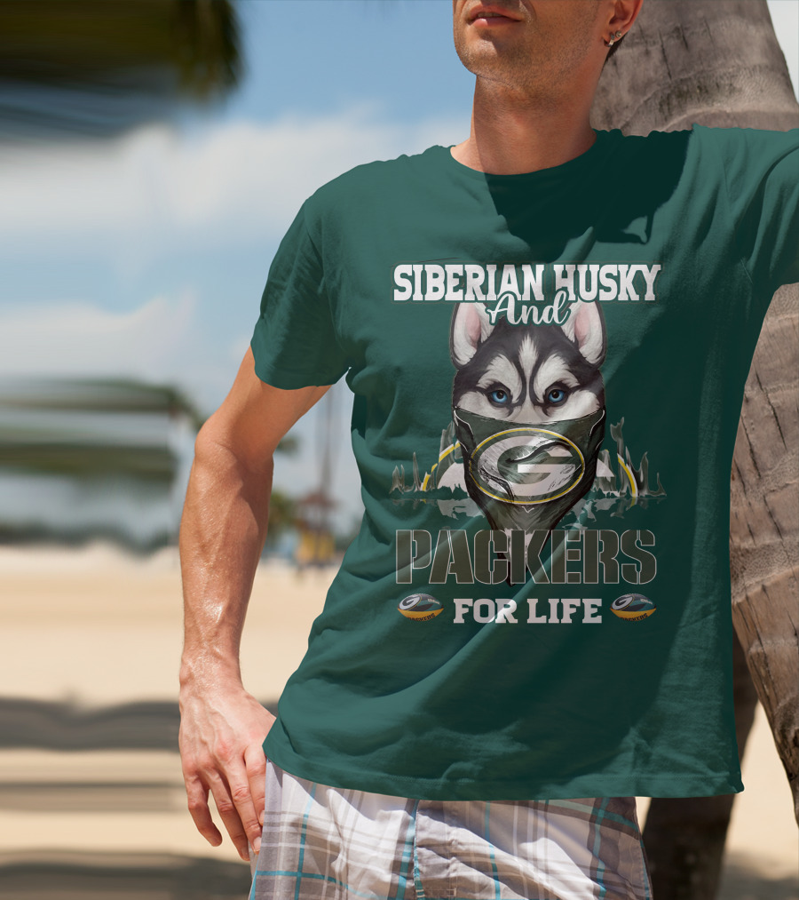 Siberian Husky And Packers For Life T-Shirt