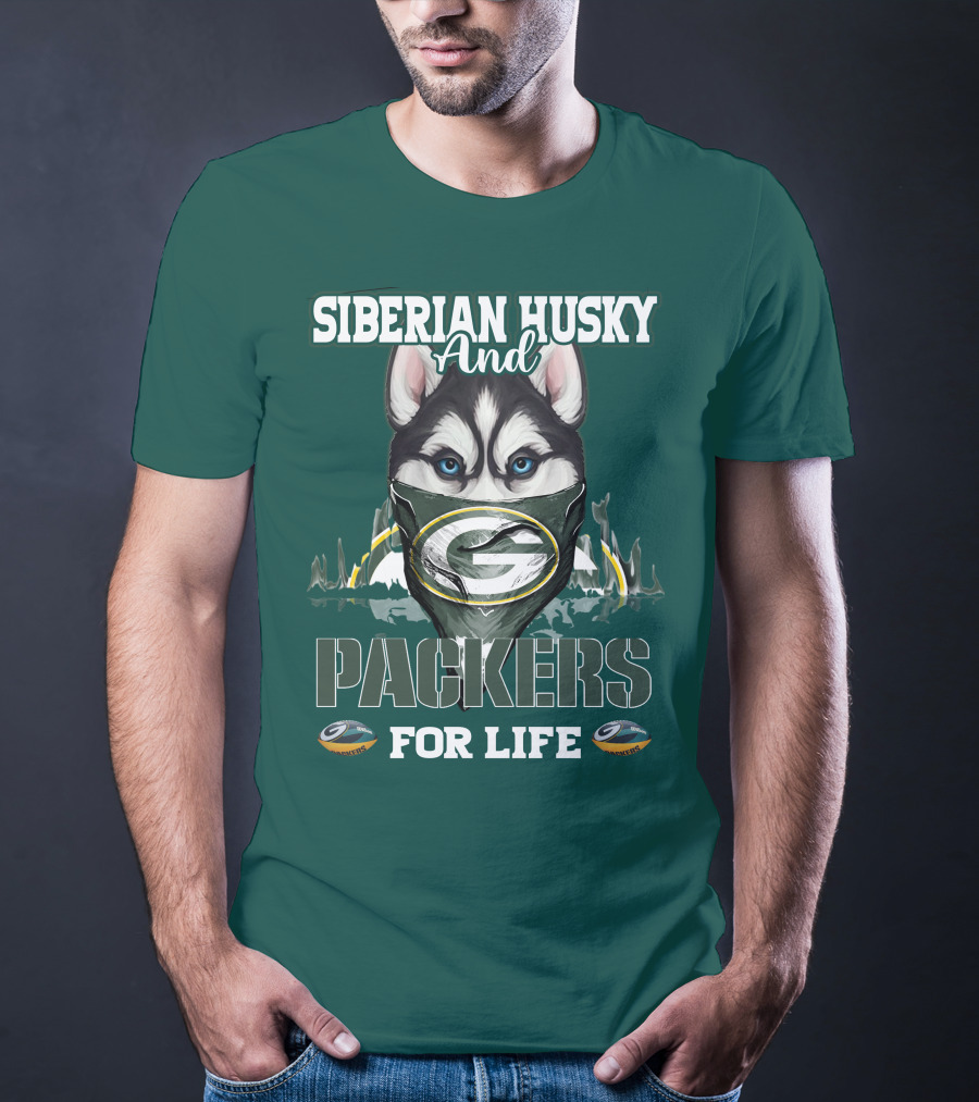Siberian Husky And Packers For Life T-Shirt