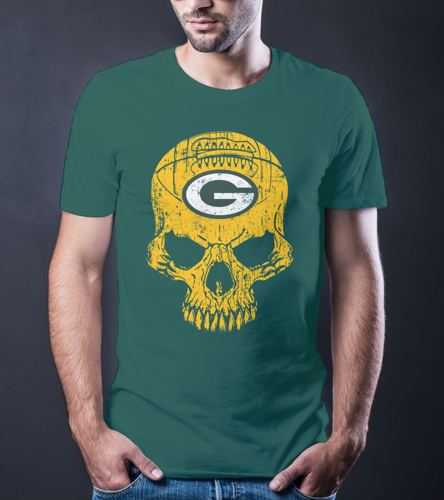 Green Bay Packers Skull Football Logo T-Shirt
