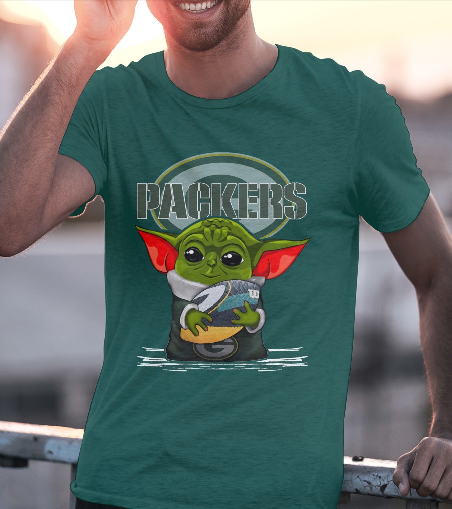 Yoda Holding Football With Green Bay Packers T-Shirt