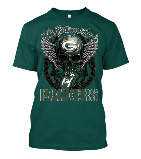 The Rolling Stones Green Bay Packers Skull Logo Wings T-Shirt