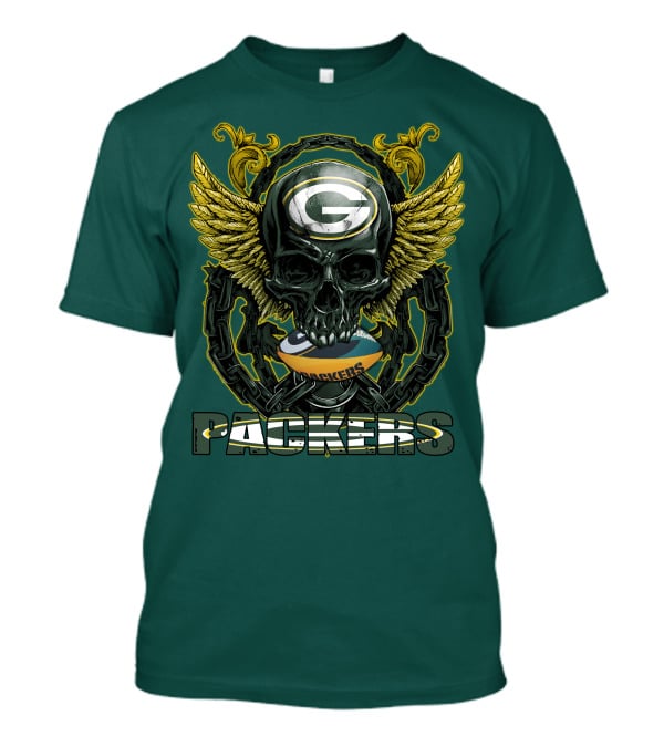 Packers Skull Green Bay Football Wings T-Shirt
