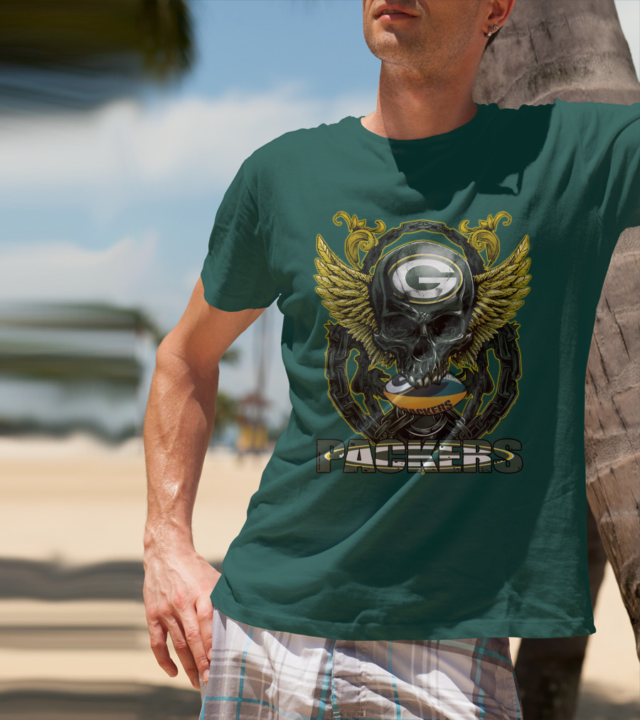 Packers Skull Green Bay Football Wings T-Shirt