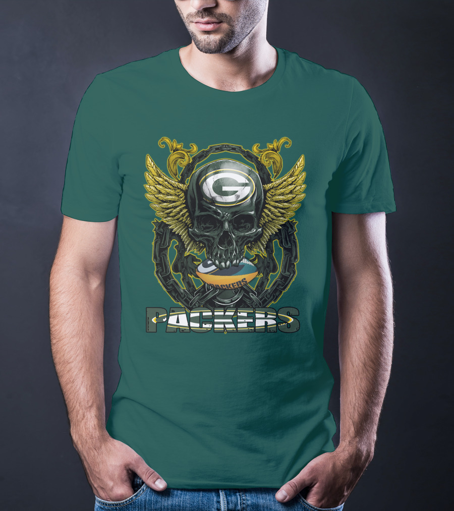 Packers Skull Green Bay Football Wings T-Shirt