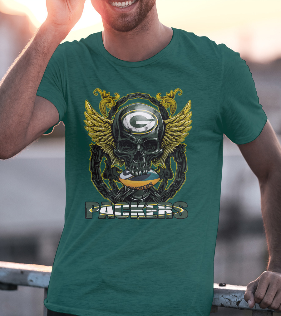 Packers Skull Green Bay Football Wings T-Shirt