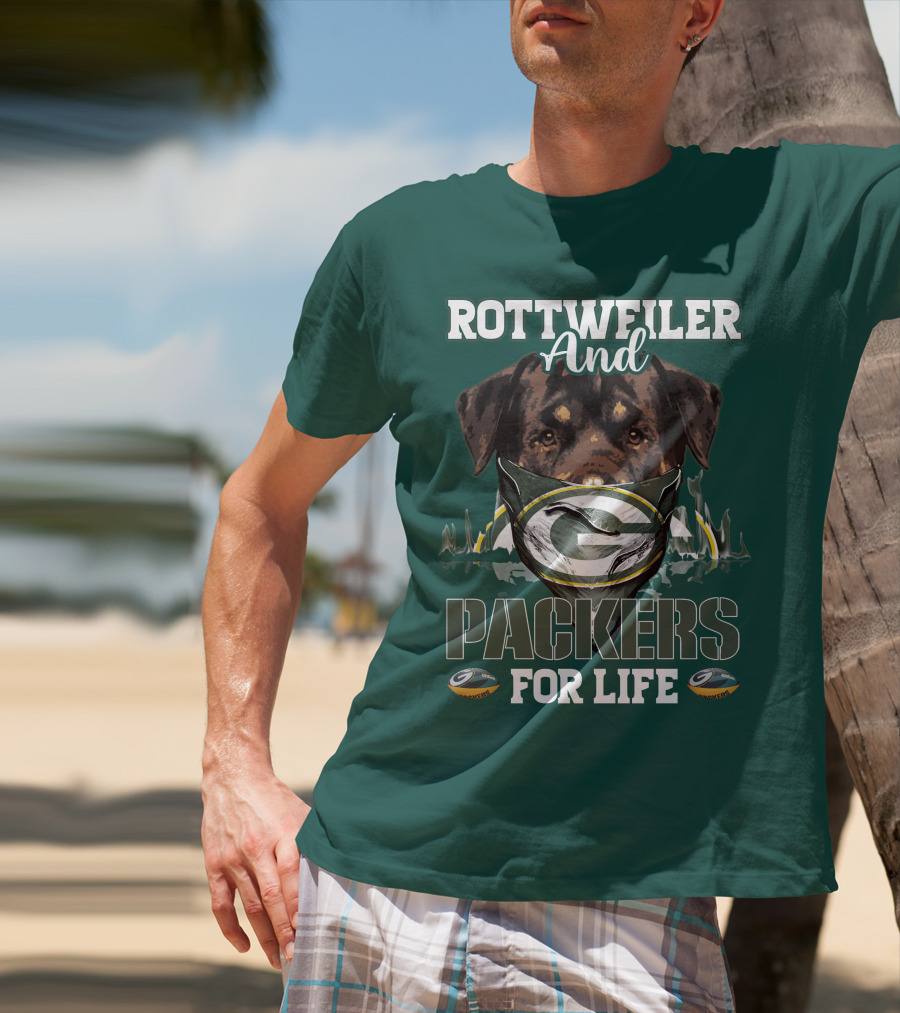 Rottweiler And Packers For Life Green Bay Packers T-Shirt