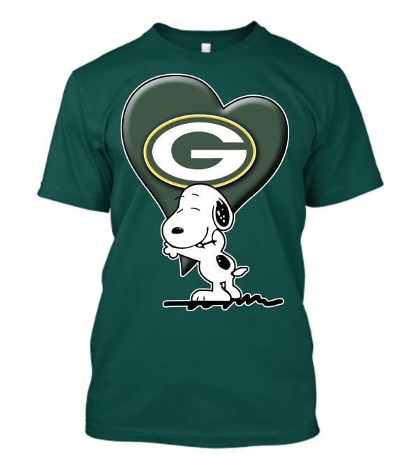 Snoopy Hugging Heart With Green Bay Packers T-Shirt
