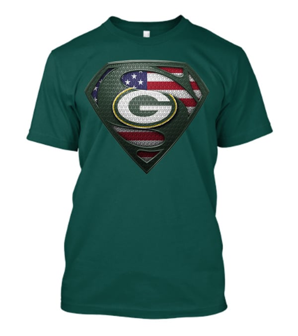 Spm Green Bay Packers American Flag Superman T-Shirt