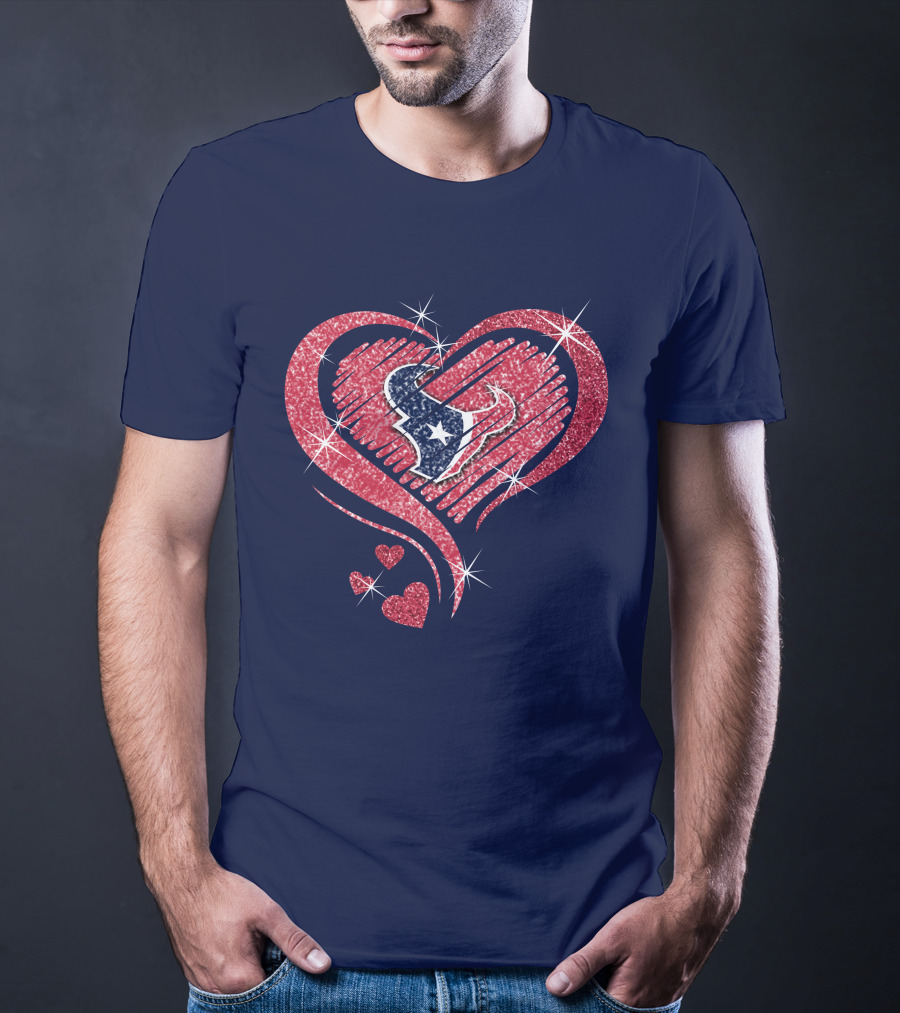 Heart Diamond Glitter Houston Texans T-Shirt