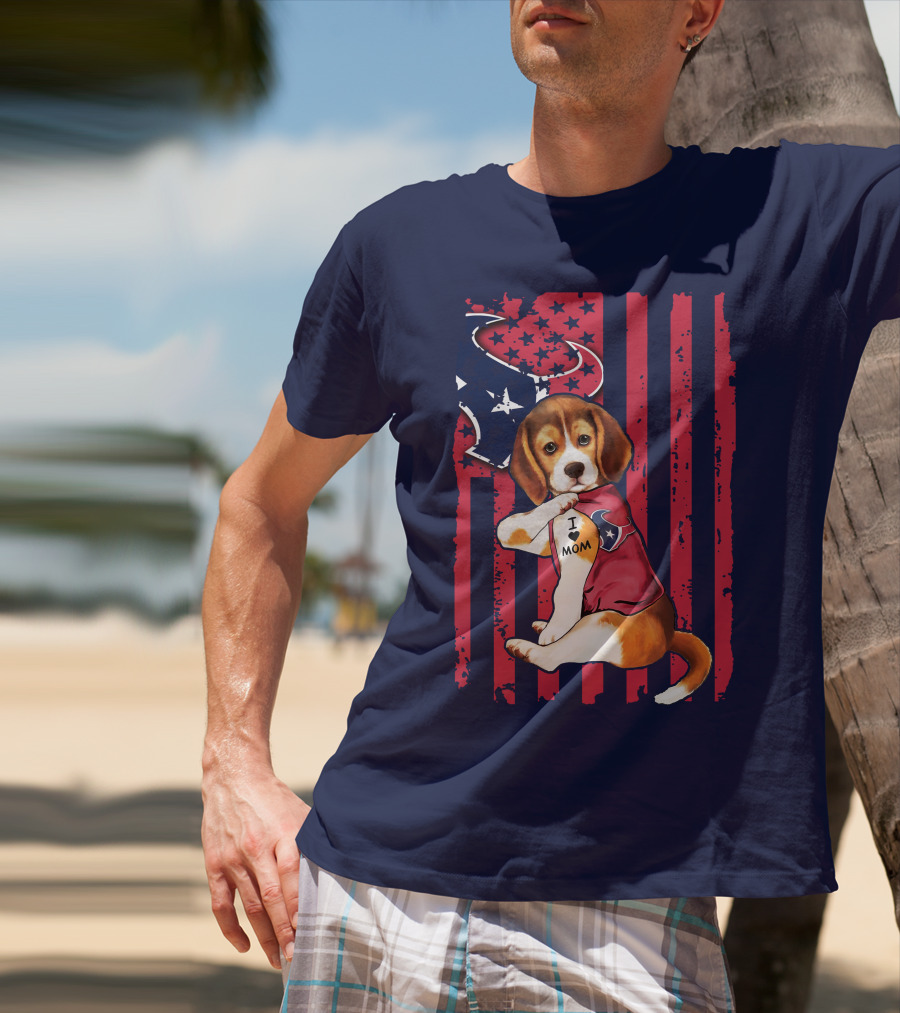 Houston Texans Beagle I Love Mom T-Shirt